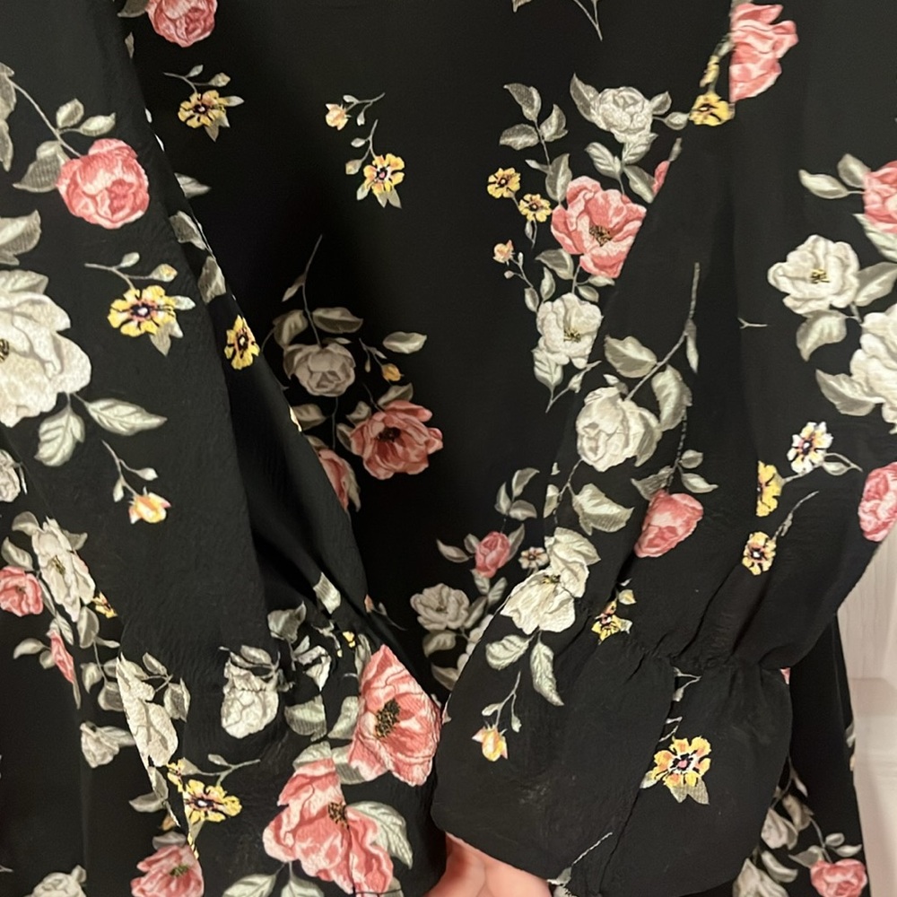 H&M Black Floral Longsleeve Aline Dress - Picture 4 of 7